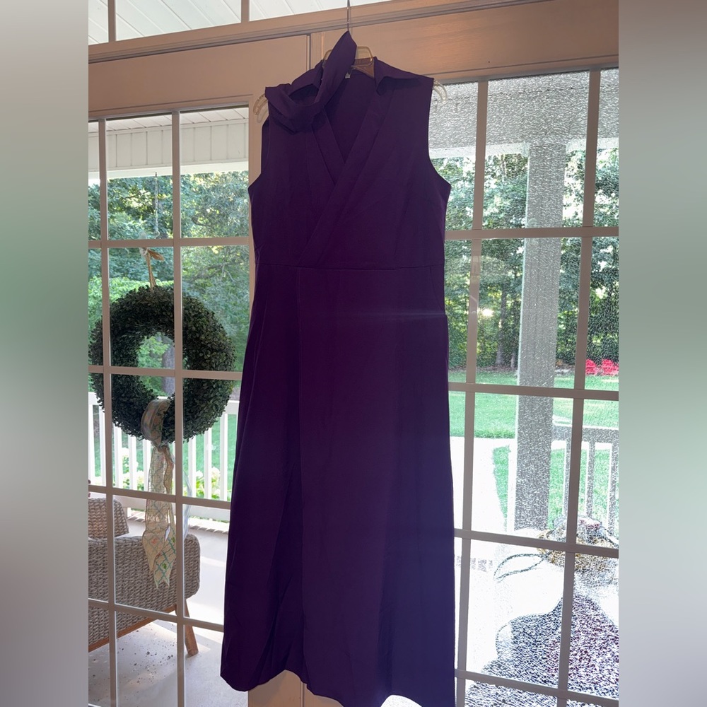 Elegant Purple Sleeveless Wrap-Front Dress with belt - Size Large
